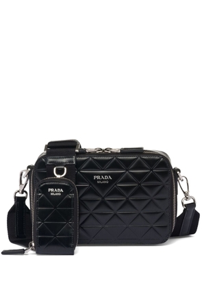 Prada Brique logo-print leather shoulder bag - Black