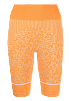 adidas by Stella McCartney leopard-print seamless cycling shorts - Orange