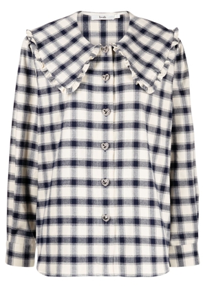 b+ab check-pattern peter-pan collar shirt - Blue