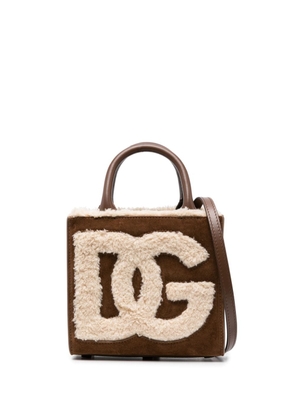 Dolce & Gabbana mini DG Daily suede tote bag - Brown