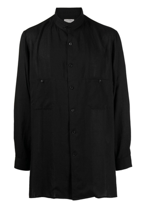Yohji Yamamoto band-collar longline shirt - Black