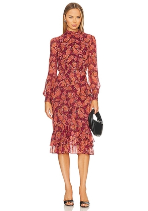 SALONI Isa Ruffle Dress in Wine. Size 2, 6, 8.