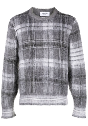 Thom Browne textured tartan patter jumper - Grey