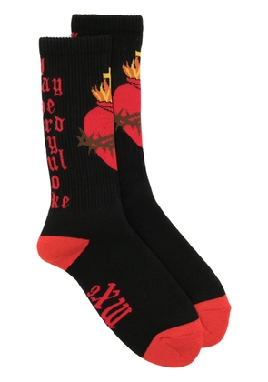 SAINT MXXXXXX heart-motif cotton-blend socks - Black