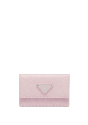 Prada triangle-plaque card holder - Pink