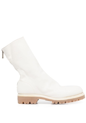 Guidi zip-fastening leather ankle boots - White