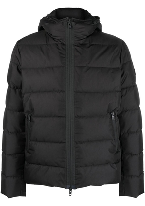 Fay logo-patch padded hooded jacket - Black