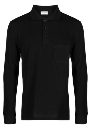 Saint Laurent logo-embroidered polo shirt - Black