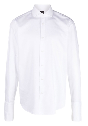 BOSS spread-collar cotton shirt - White