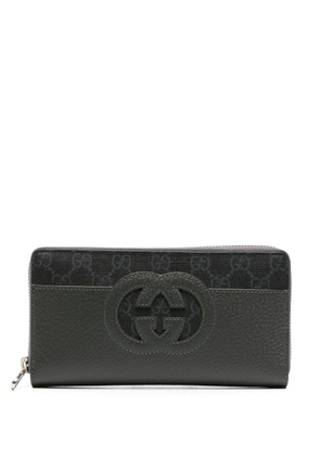 Gucci logo cut-out leather wallet - Grey
