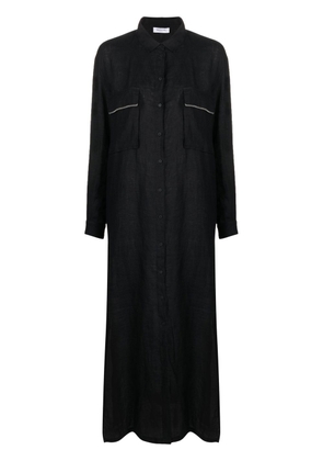 Fabiana Filippi long-sleeved maxi linen shirtdress - Black