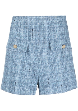 SANDRO high-waisted tweed shorts - Blue