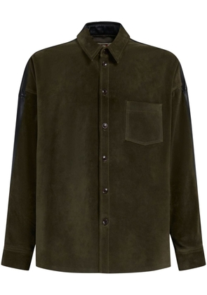 Marni contrasting-panel leather shirt - Green