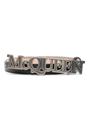 Alexander McQueen logo-plaque leather belt - Black
