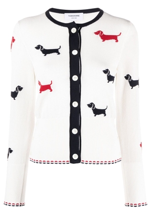 Thom Browne intarsia-knit Hector cotton cardigan - White