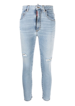 Dsquared2 logo-tag distressed skinny jeans - Blue