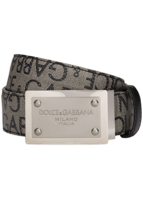 Dolce & Gabbana logo-plaque leather belt - Neutrals