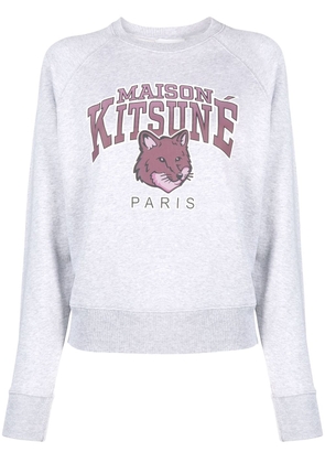 Maison Kitsuné Fox-motif mélange-effect cotton jumper - Grey