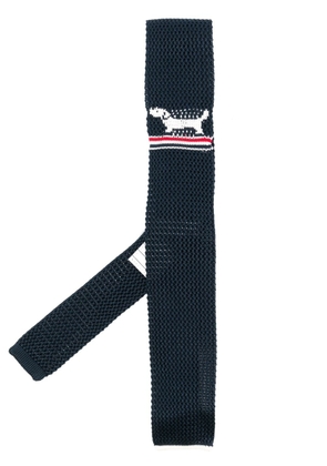 Thom Browne Hector pointelle knitted silk tie - Blue