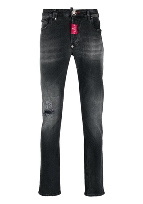 Philipp Plein logo-patch straight-leg jeans - Black
