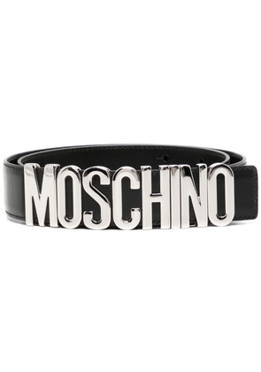Moschino logo-lettering leather loafers - Black