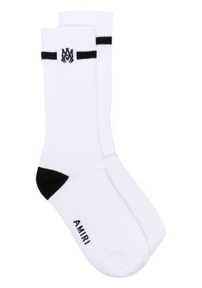 AMIRI logo-embroidered ribbed-knit socks - White