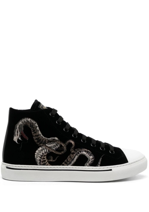Roberto Cavalli embroidered-motif suede sneakers - Black