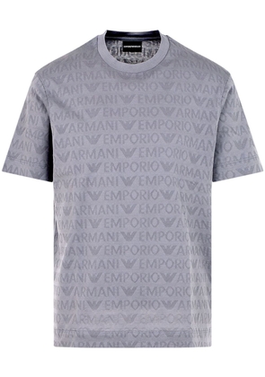 Emporio Armani logo-jacquard cotton T-shirt - Grey
