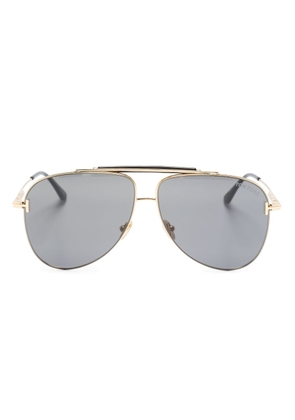 TOM FORD Eyewear polished pilot-frame sunglasses - Gold