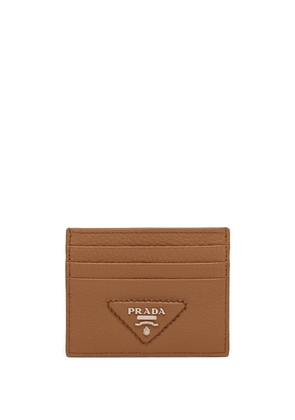Prada triangle-logo leather cardholder - Brown