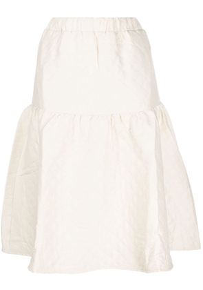 tout a coup quilted flared midi skirt - White