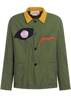 Marni logo-patch shirt jacket - Green