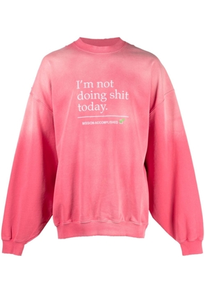 VETEMENTS slogan-embroidery cotton sweatshirt - Pink