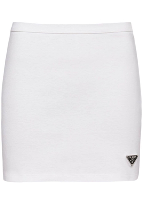 Prada triangle-logo jersey miniskirt - White