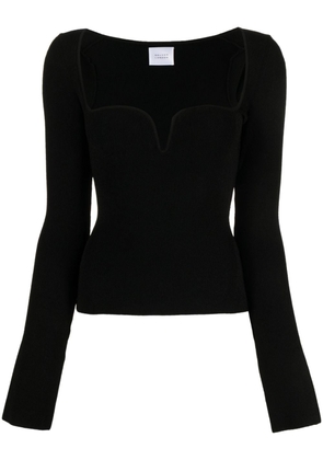 Galvan London Maia sweetheart neck knitted top - Black