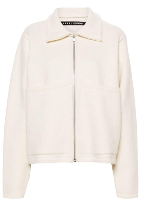 KASSL Editions pointed-flat collar zip-up bomber jacket - White