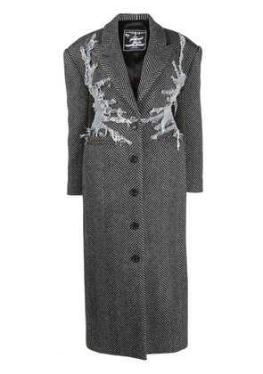 Y/Project Hourglass Whisker herringbone wool coat - Grey
