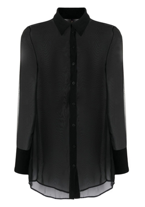 Maison Close long-sleeve semi-sheer shirt - Black