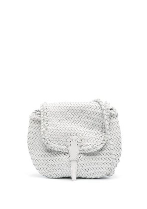 DRAGON DIFFUSION Mini City woven crossbody bag - White