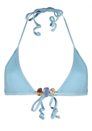 Christopher Esber embellished triangle bikini top - Blue