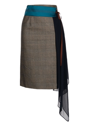 Kolor check-pattern high-waist skirt - Brown