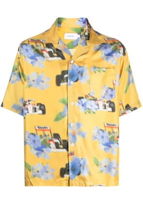 RHUDE floral-print silk shirt - Yellow