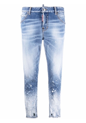 Dsquared2 cropped distressed-effect skinny jeans - Blue