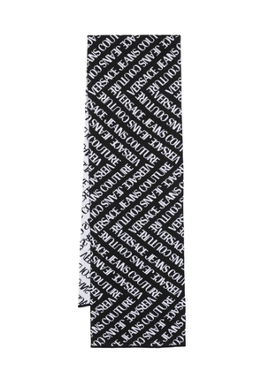 Versace Jeans Couture intarsia-knit logo rectangular scarf - Black