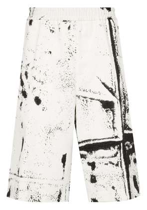 Alexander McQueen abstract-print twill shorts - White