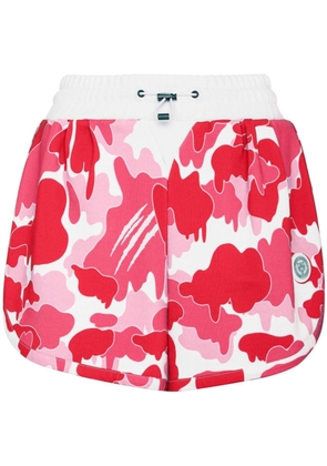 Plein Sport camouflage-print cotton track shorts - Pink