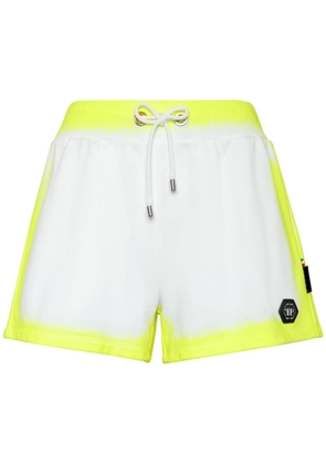 Philipp Plein logo-patch cotton blend shorts - White