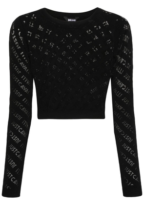Just Cavalli logo-print knitted top - Black