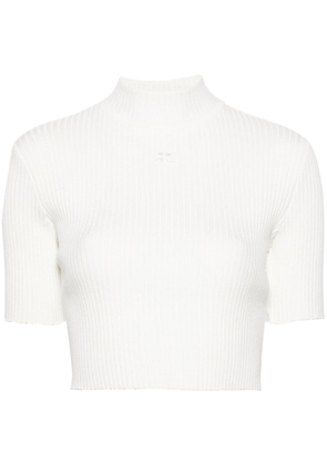 Courrèges mock-neck ribbed top - White