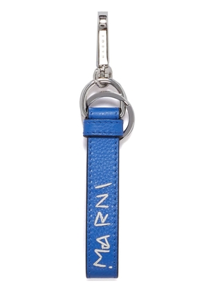 Marni logo-embroidered leather keyring - Blue